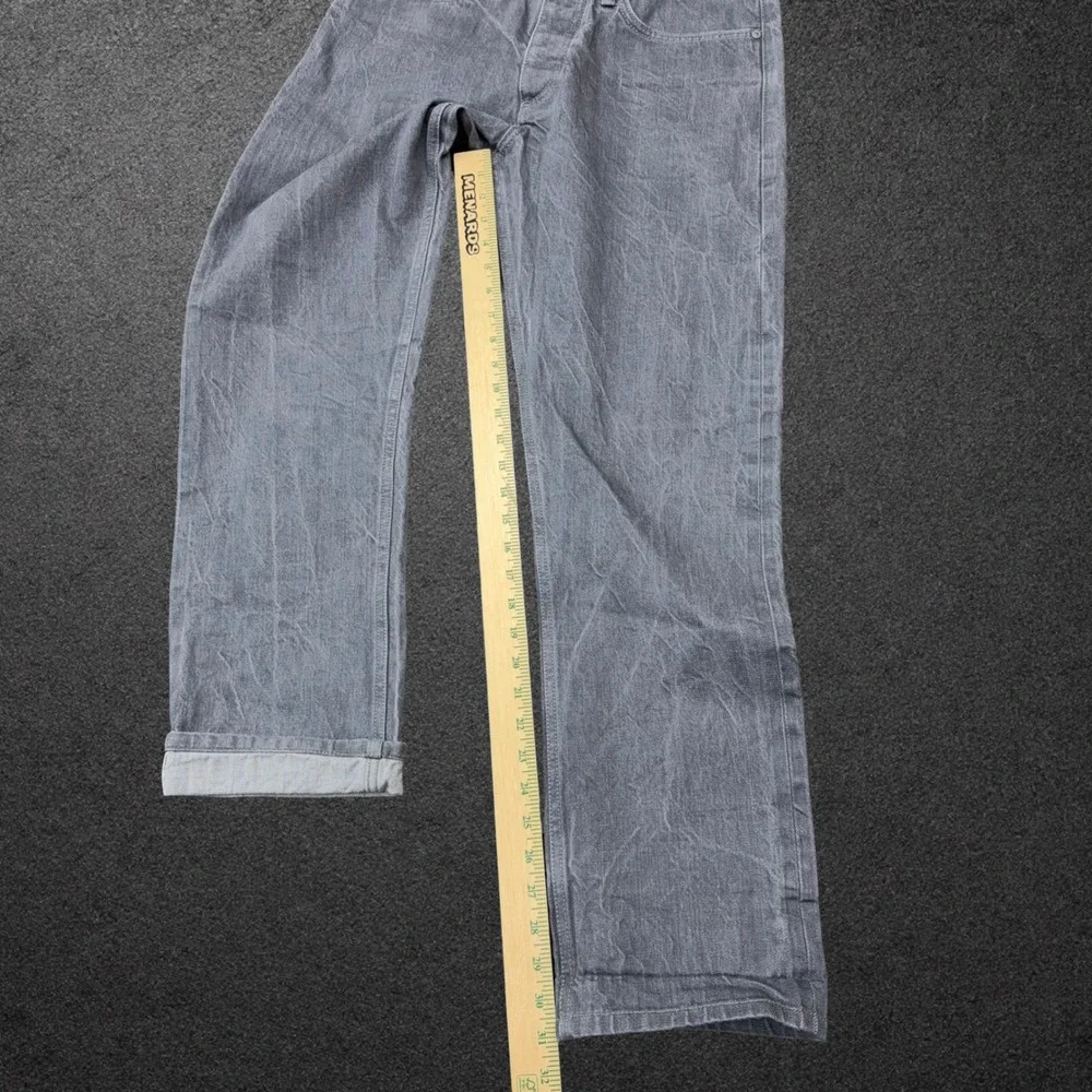 Gustin‎ Mens California Straight Raw Grey Denim Jeans Button Fly Size 32 x 31